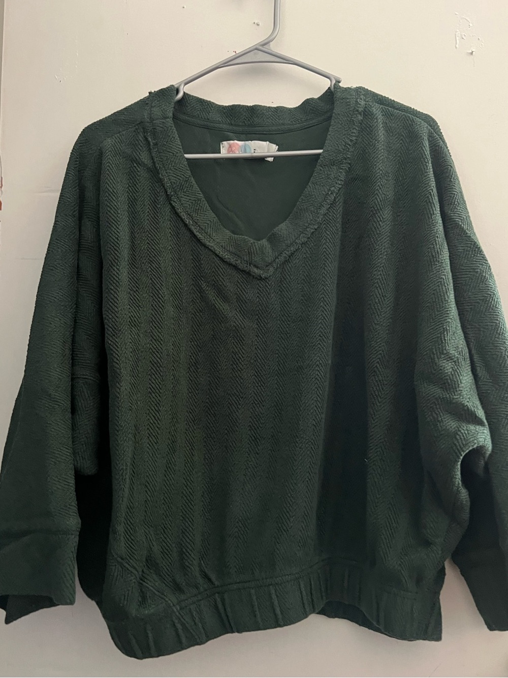 Free People Forest Green V-Neck Sweater